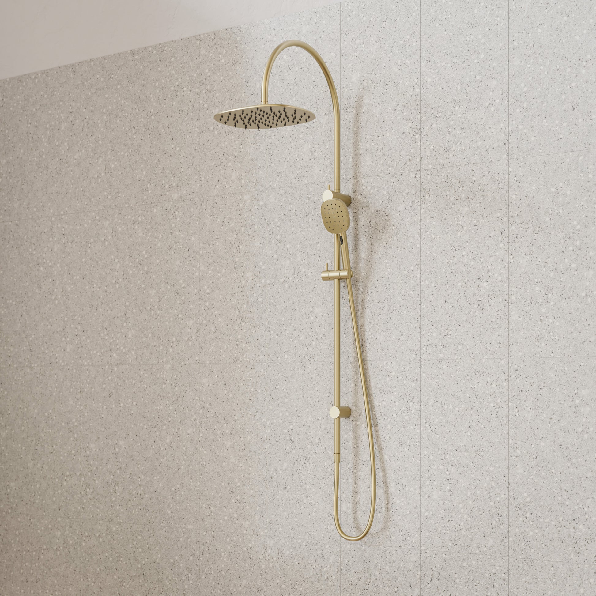 Caroma Contura II Rail Shower with Overhead - Brushed Brass