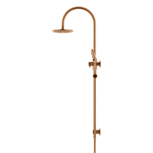 Meir Curved Combination Shower Rail 200mm, 3 Function Hand Shower Lustre Bronze