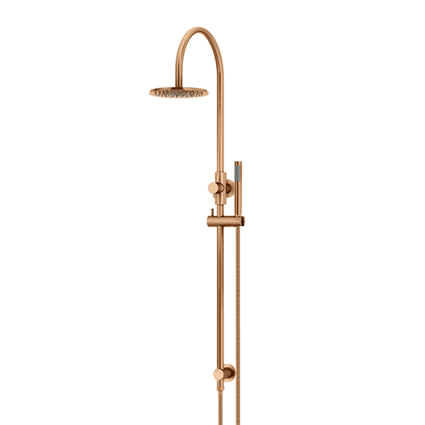 Meir Curved Combination Shower Rail 200mm Rose & Hand Shower Lustre Bronze