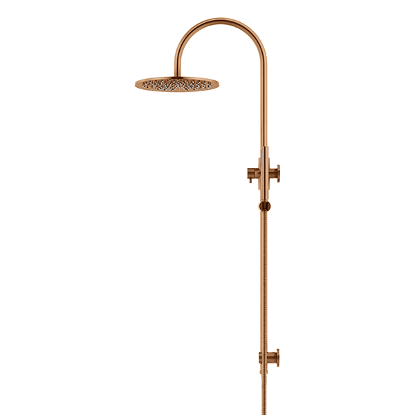 Meir Curved Combination Shower Rail 300mm Rose & Hand Shower Lustre Bronze