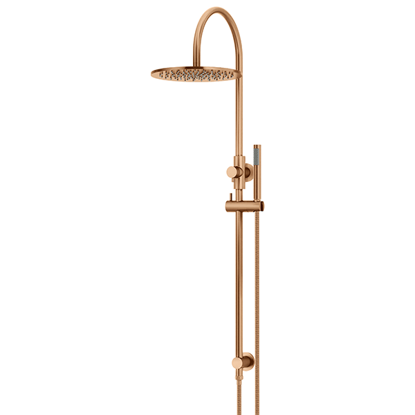 Meir Curved Combination Shower Rail 300mm Rose & Hand Shower Lustre Bronze