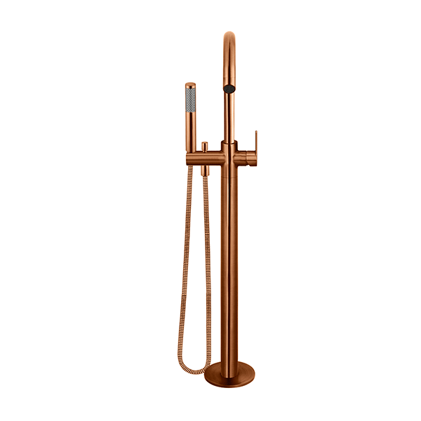 Meir Paddle Round Freestanding Bath Spout and Hand Shower Lustre Bronze