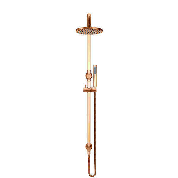Meir Round Combination Shower Rail 200mm Rose & Hand Shower Lustre Bronze