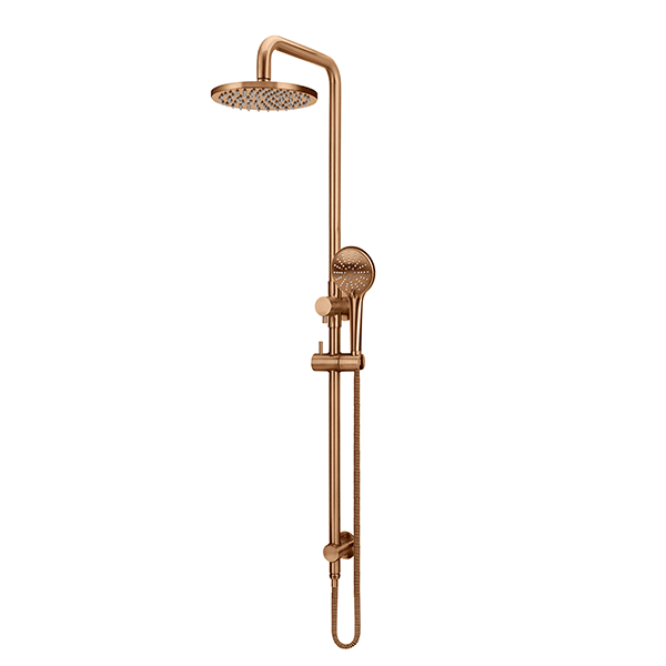 Meir Round Combination Shower Rail 200mm, 3 Function Hand Shower Lustre Bronze