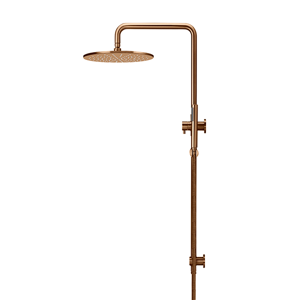 Meir Round Combination Shower Rail 300mm Rose & Hand Shower Lustre Bronze