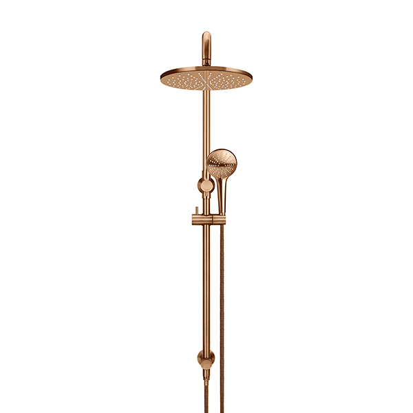 Meir Round Combination Shower Rail 300mm, 3 Function Hand Shower Lustre Bronze