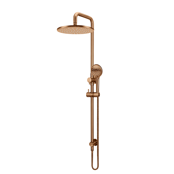 Meir Round Combination Shower Rail 300mm, 3 Function Hand Shower Lustre Bronze