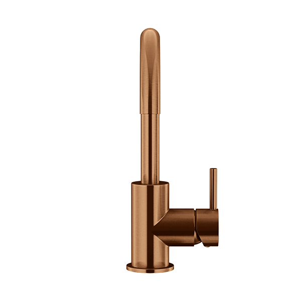 Meir Round Gooseneck Basin Mixer with Cold Start Lustre Bronze