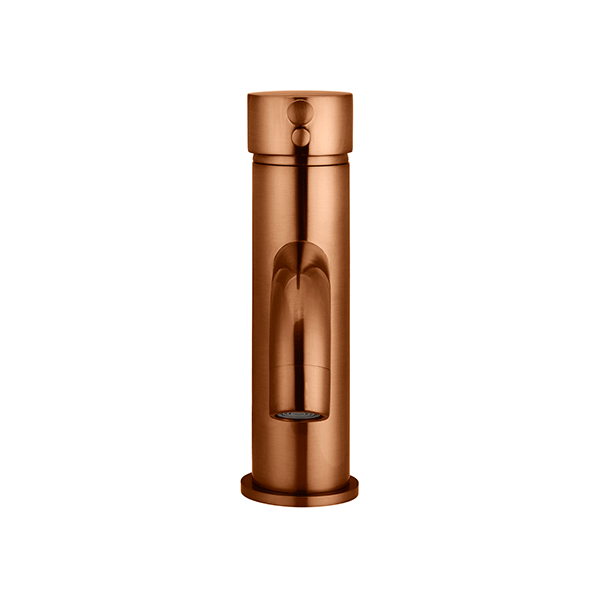 Meir Round Lustre Bronze Basin Mixer with Curved Spout