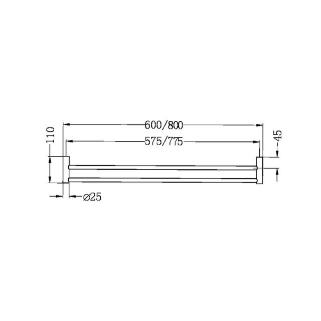 Nero New Mecca Double Towel Rail 600mm Brushed Gold