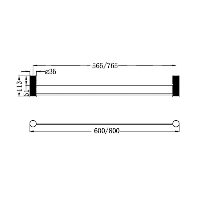 Nero Opal Double Towel Rail 800mm Graphite