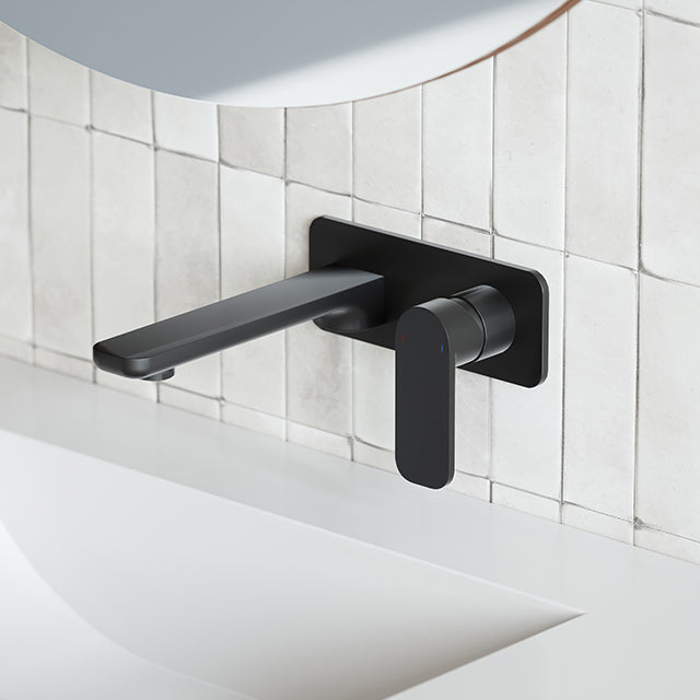 Caroma Luna Lead Free Wall Basin/Bath Mixer Black