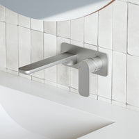 Caroma Luna Lead Free Wall Basin/Bath Mixer Brushed Nickel
