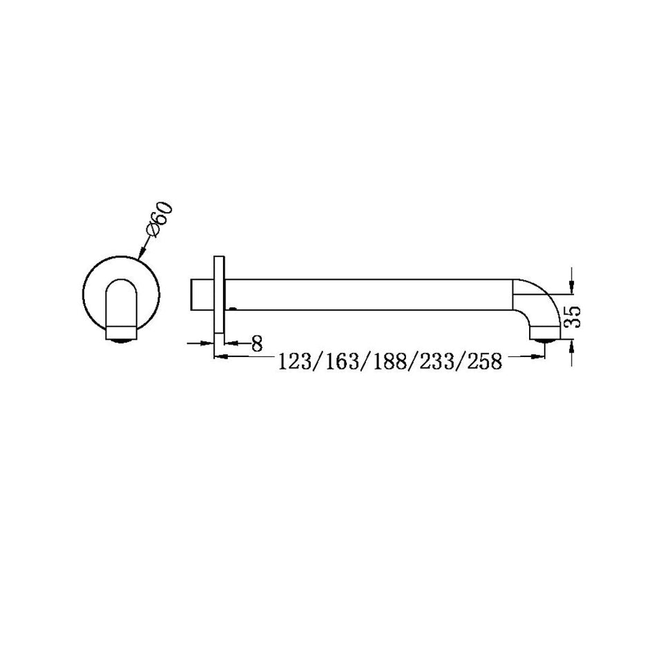 Nero Mecca Basin/Bath Spout Only 185mm Graphite