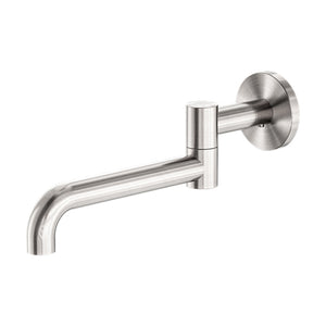 Nero Mecca Wall Mounted Swivel Basin/Bath Spout 225mm Brushed Nickel