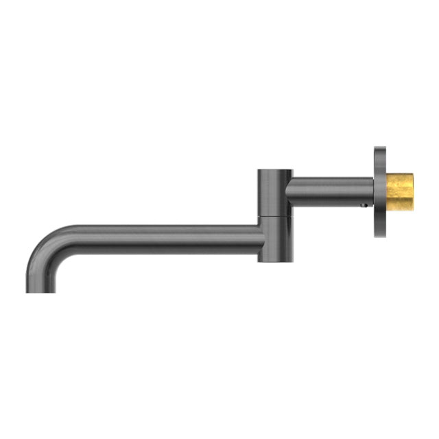 Nero Mecca Wall Mounted Swivel Basin/Bath Spout 225mm Gun Metal