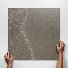 Single With Hand Auralis Grey Brown Honed Porcelain Tile 600 x 600mm 6ARDASH - The Blue Space