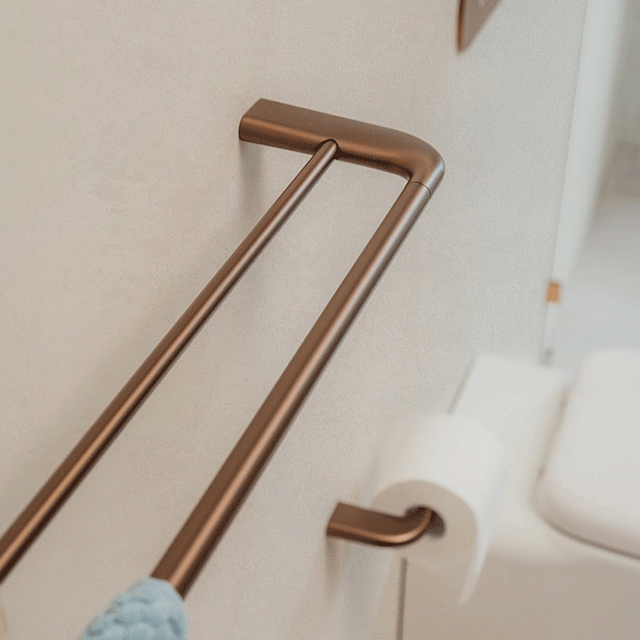Caroma Contura II 820mm Double Towel Rail - Brushed Bronze close up