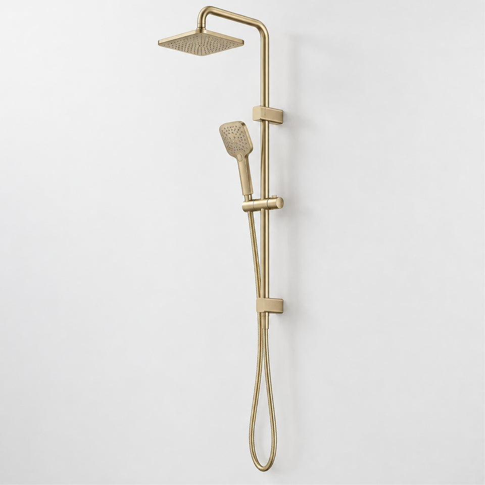 Caroma Luna Multifunction Rail Shower with Overhead Brushed Brass