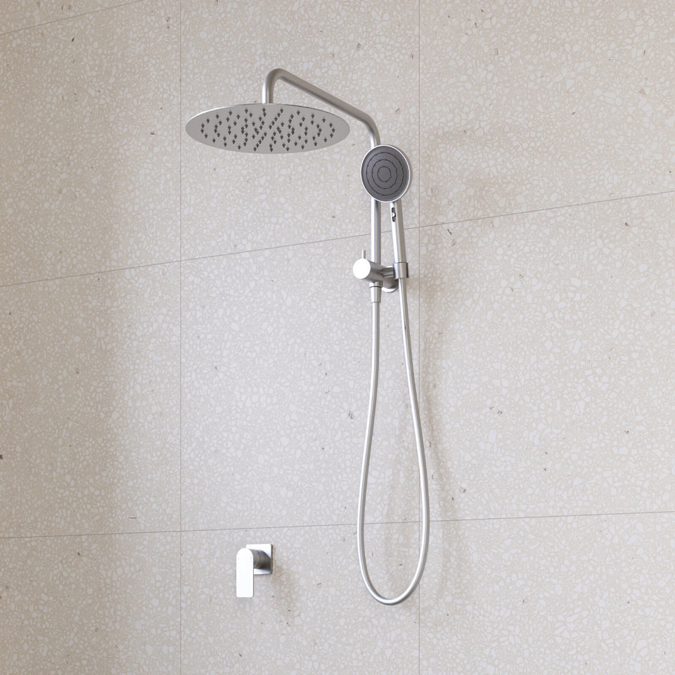 Caroma Urbane II Compact Twin Shower Brushed Nickel