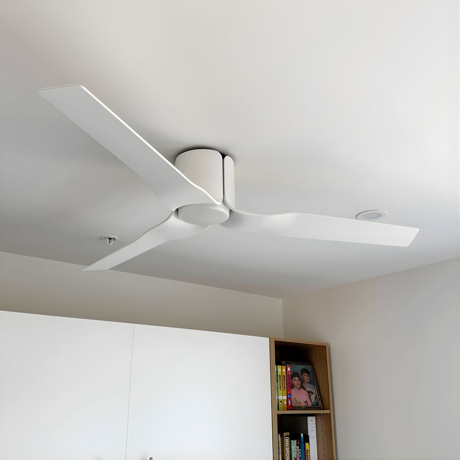 Side View Fanco Flow 52'' (132cm) DC Ceiling Fan with LED Light - White KF0151/101A - The Blue Space