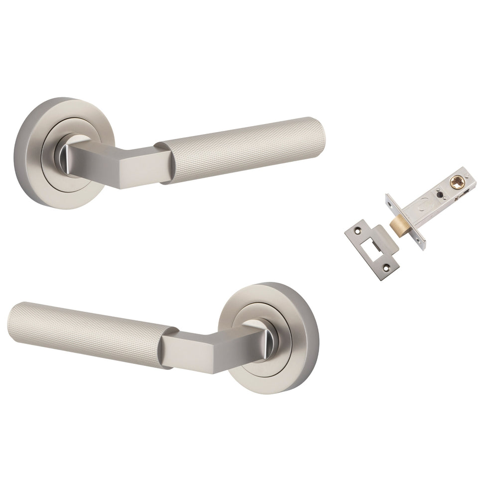 Iver Brunswick Lever Round Rose Passage Kit Satin Nickel