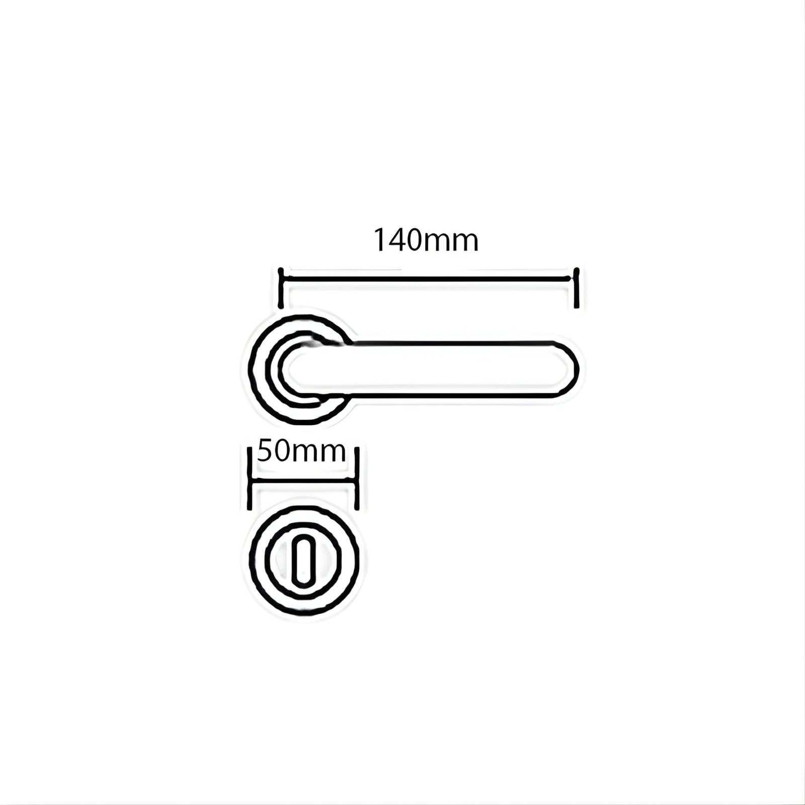 Technical Drawing Manital Ratio Privacy Door Handle Set Satin Chrome MAN-RTPF-CSA-SC - The Blue Space