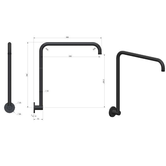 Meir High Rise Shower Arm Shadow
