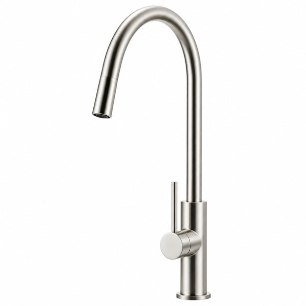 Meir Round Piccola Pull Out Kitchen Sink Mixer Tap - Brushed Nickel MK17-PVDBN - The Blue Space