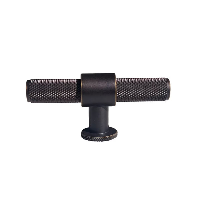 Momo Handles Belgravia 82mm Knurled  T Knob Dark Bronze BLG082.DKB - The Blue Space
