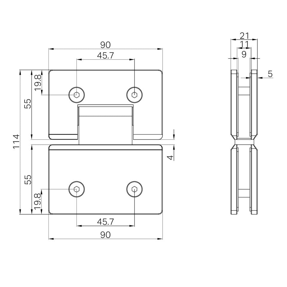 Nero 180 Degree Glass to Glass Shower Hinge Brushed Bronze