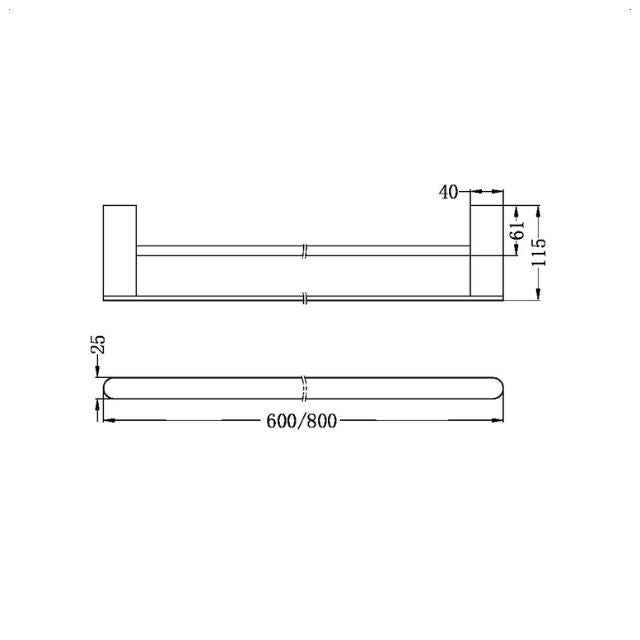 Nero Bianca Double Towel Rail 800mm Brushed Bronze