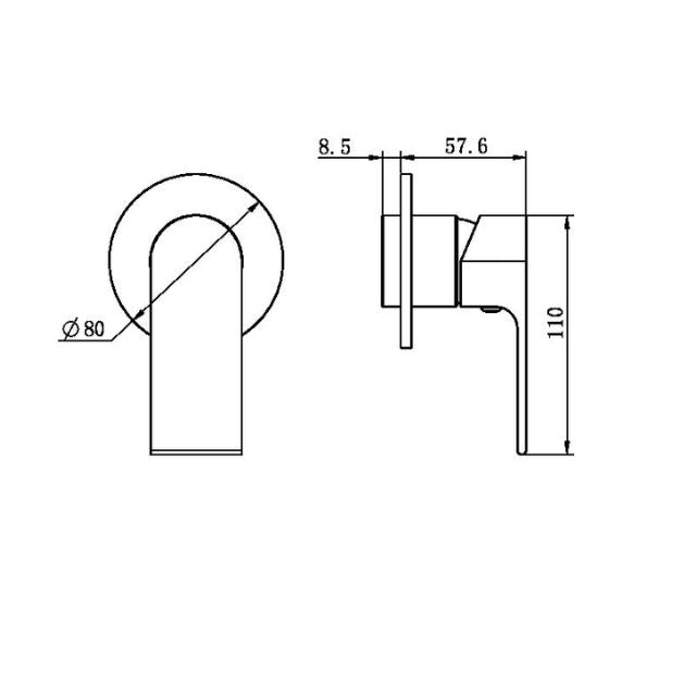 Nero Bianca Shower Mixer 80mm Plate Trim Kits Only Brushed Bronze