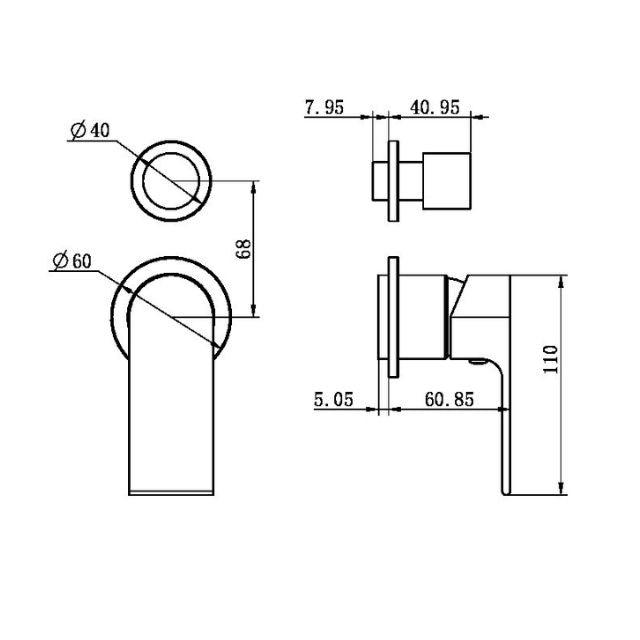 Nero Bianca Shower Mixer With Divertor Separate Back Plate Trim Kits Only Brushed Bronze