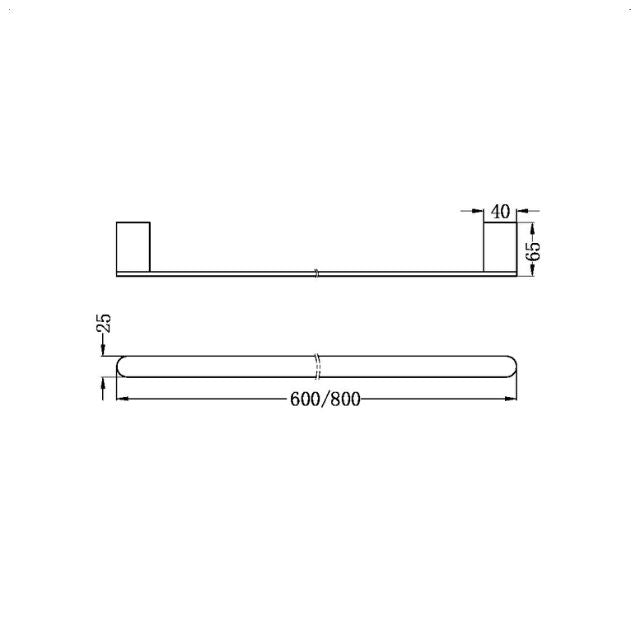Nero Bianca Single Towel Rail 800mm Brushed Bronze