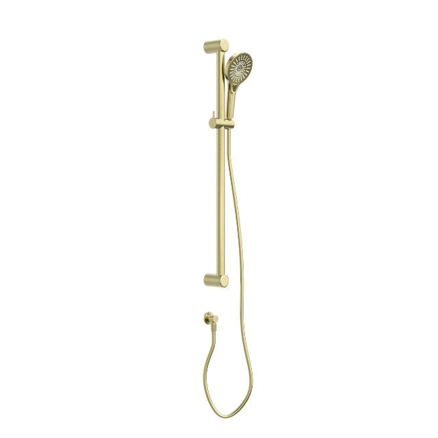 Nero Mecca Care 32mm Grab Rail and Adjustable Shower Rail Set 900mm Brushed Gold NRCS005BG - The Blue Space