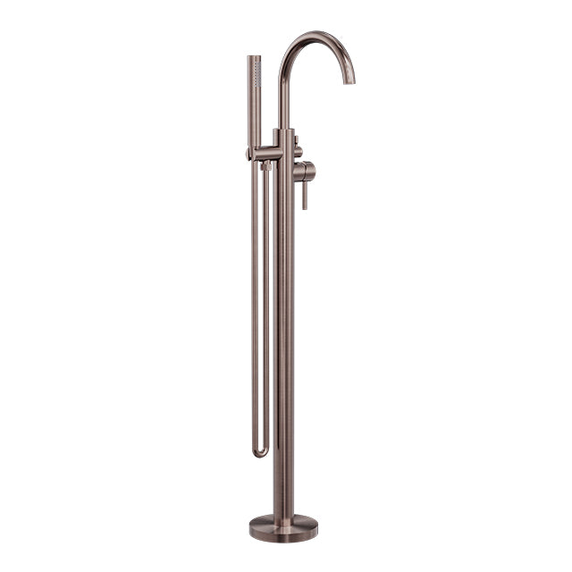 Nero Mecca Round Freestanding Mixer With Hand Shower Brushed Bronze