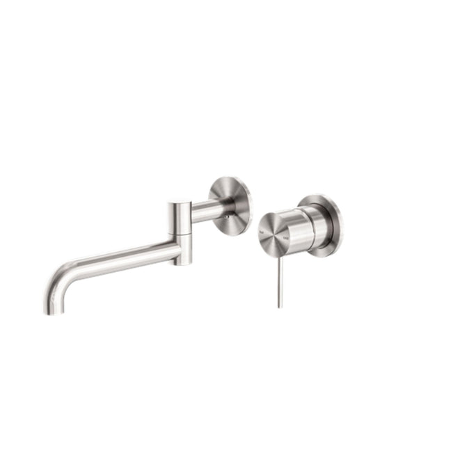 Nero Mecca Wall Basin/Bath Mixer Swivel Spout 225mm Brushed Nickel NR221910RBN-KIT - The Blue Space