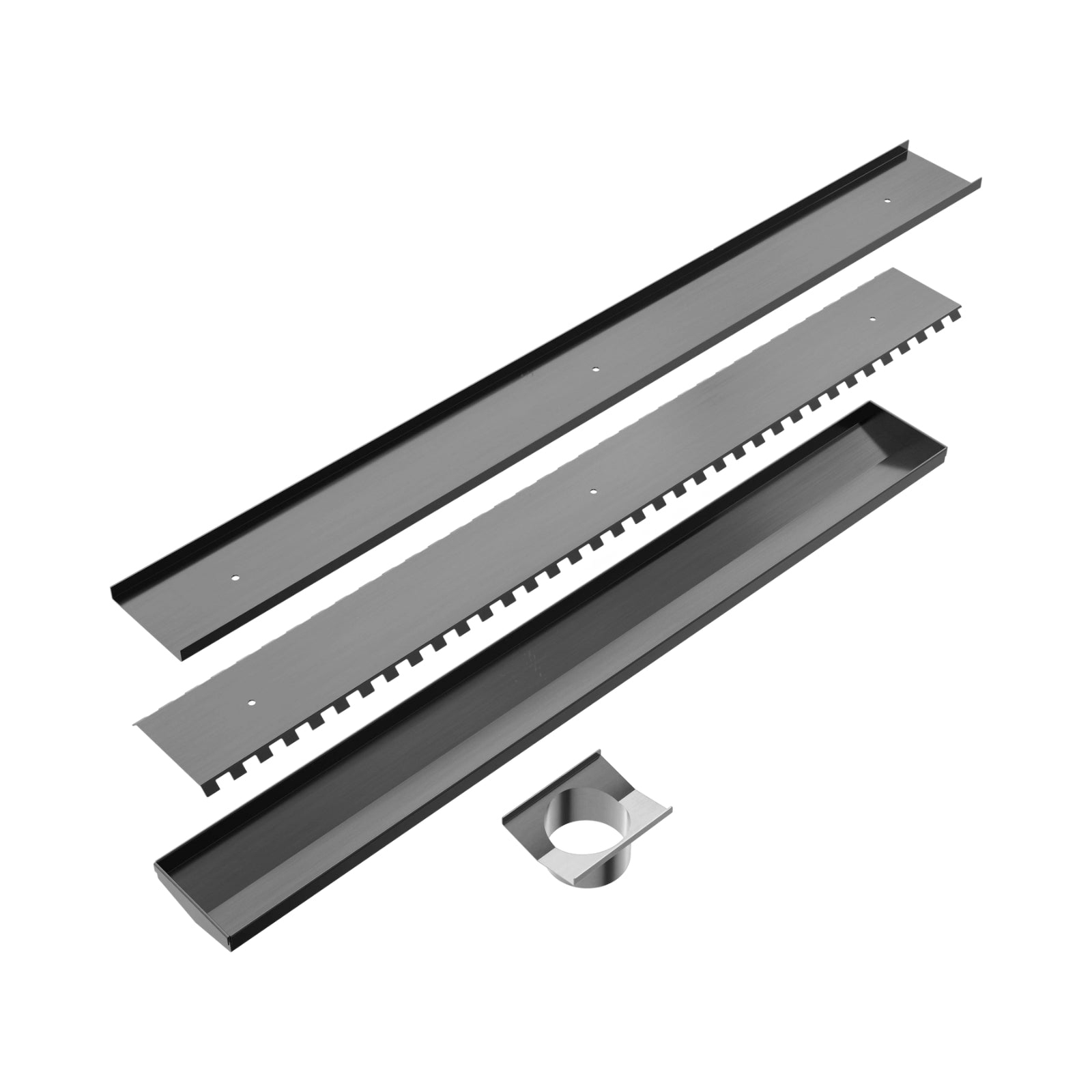 Parts Nero Tile Insert V Channel 900x82mm Floor Grate 50mm Outlet Gun Metal NRFG002HSGM - The Blue Space