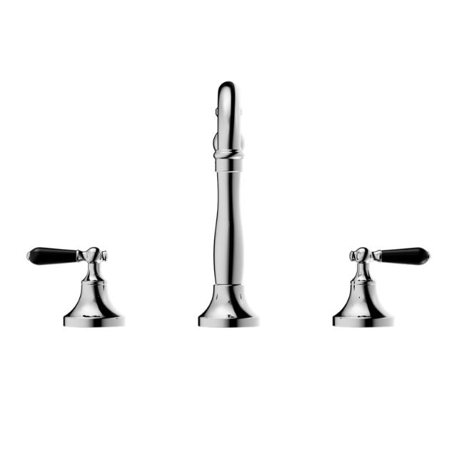 Buy Online Nero York Basin Set With Black Porcelain Lever Chrome NR692102a03CH - The Blue Space