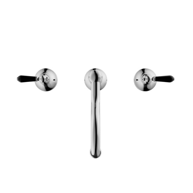 Buy Nero York Basin Set With Black Porcelain Lever Chrome NR692102a03CH - The Blue Space