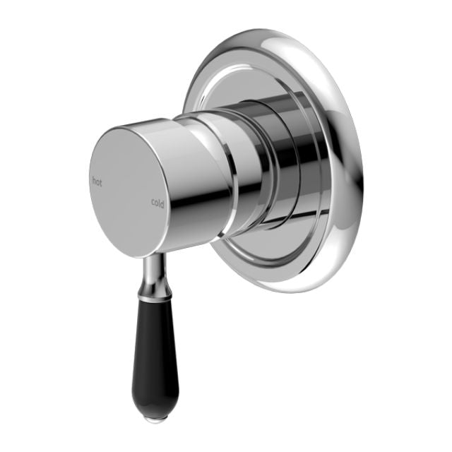 Nero York Shower Mixer With Black Porcelain Lever Chrome NR69210903CH - The Blue Space