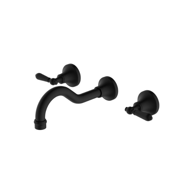 Nero York Wall Basin Set With Metal Lever Matte Black NR692107a02MB - The Blue Space
