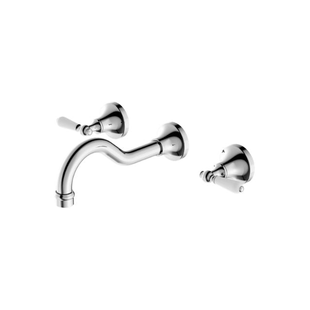 Nero York Wall Basin Set With White Porcelain Lever Chrome NR692107a01CH - The Blue Space
