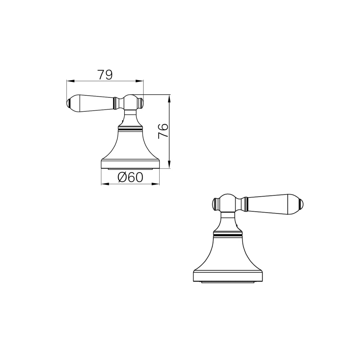 Line Drawing Nero York Wall Top Assemblies With Metal Lever Chrome NR692109B02CH - The Blue Space