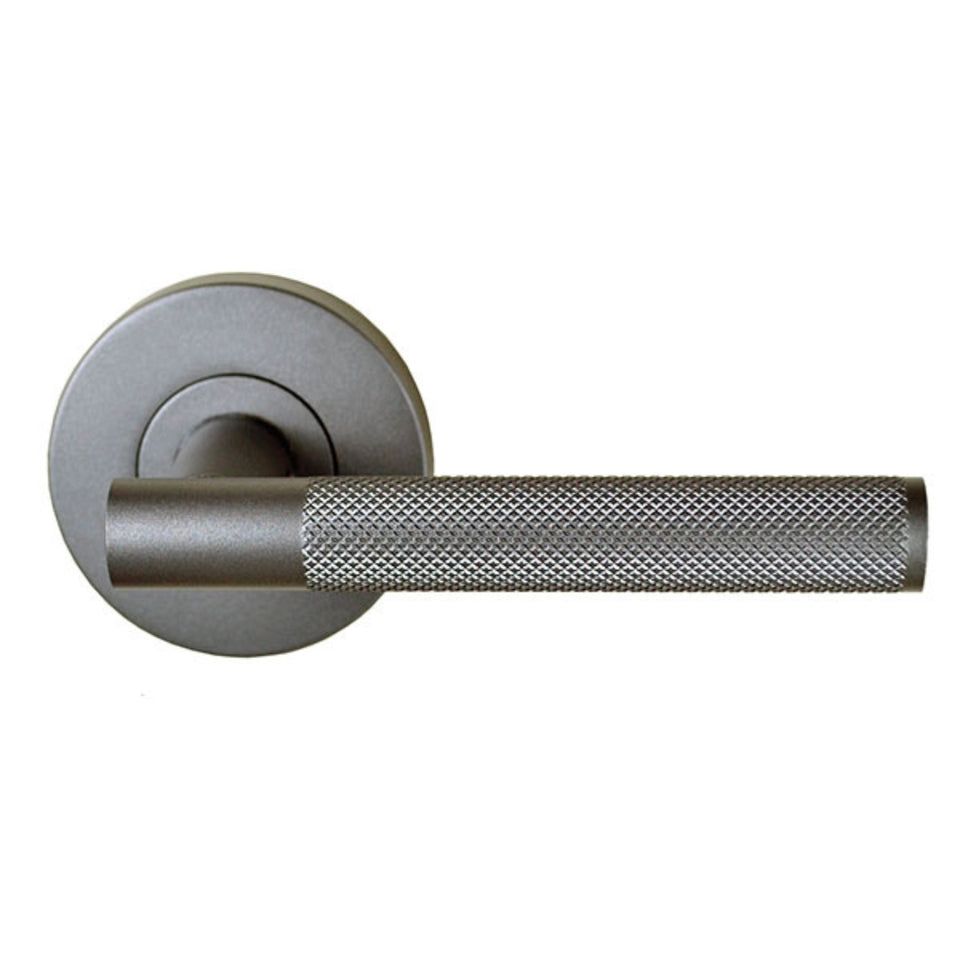 Nidus Knurled Domici Privacy Door Handle Set Gun Metal Grey