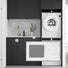 Otti Marlo 1715mm Fluted Laundry Set C - Black with Cloudy Carrara Solid Surface Stone Top LA-1715C-MA-CA-KIT | The Blue Space