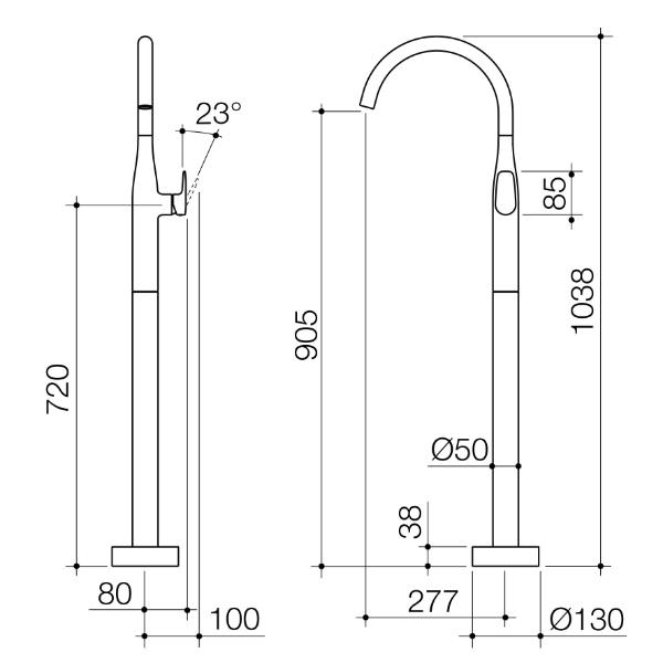 Caroma Contura II Freestanding Bath Filler - Brushed Bronze