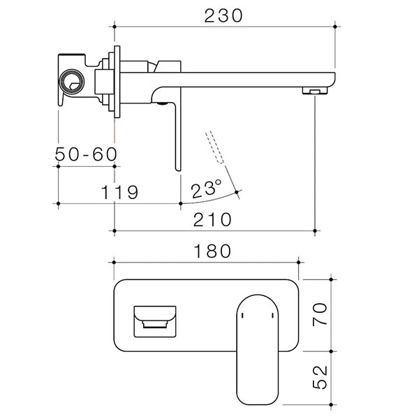 Caroma Luna Lead Free Wall Basin/Bath Mixer Black