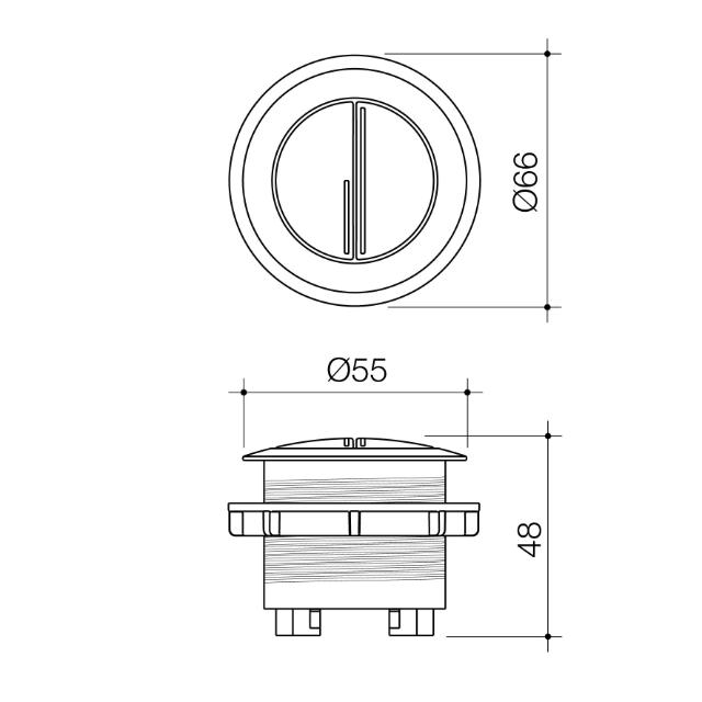 Technical Drawing Caroma Urbane II Cistern Flush Button Brushed Bronze 687071BBZ - The Blue Space